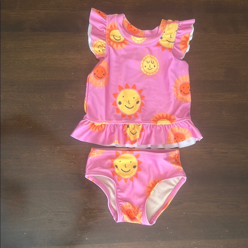 Tea Collection Pink Sun Print Kids Swim Set